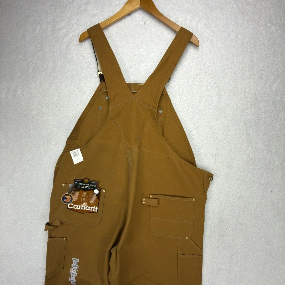 Carhartt R05 BRN Traditional Duck‎ Bib Overalls Zipper to Knee Brown 46x30 NEW